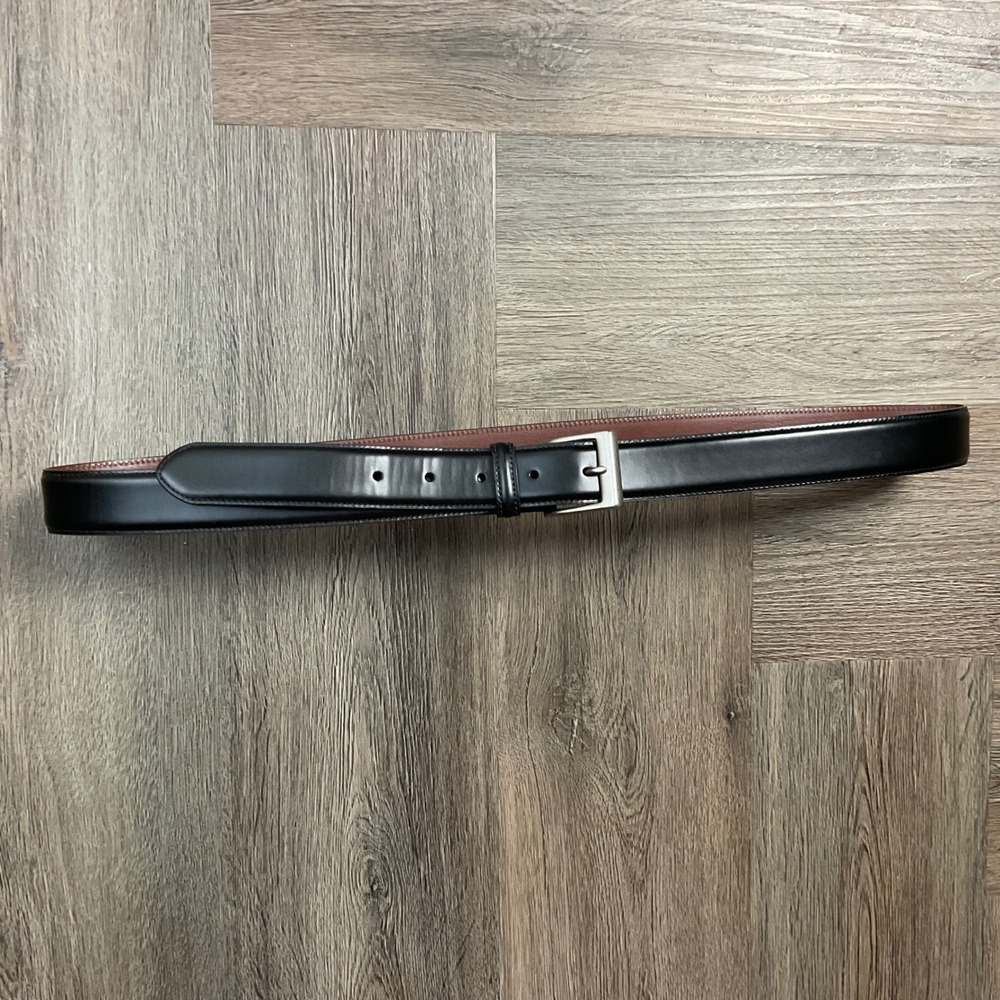 Coach Belt Mens 40 Black Silver Leather Solid Brass Square Buckle Classic 5963